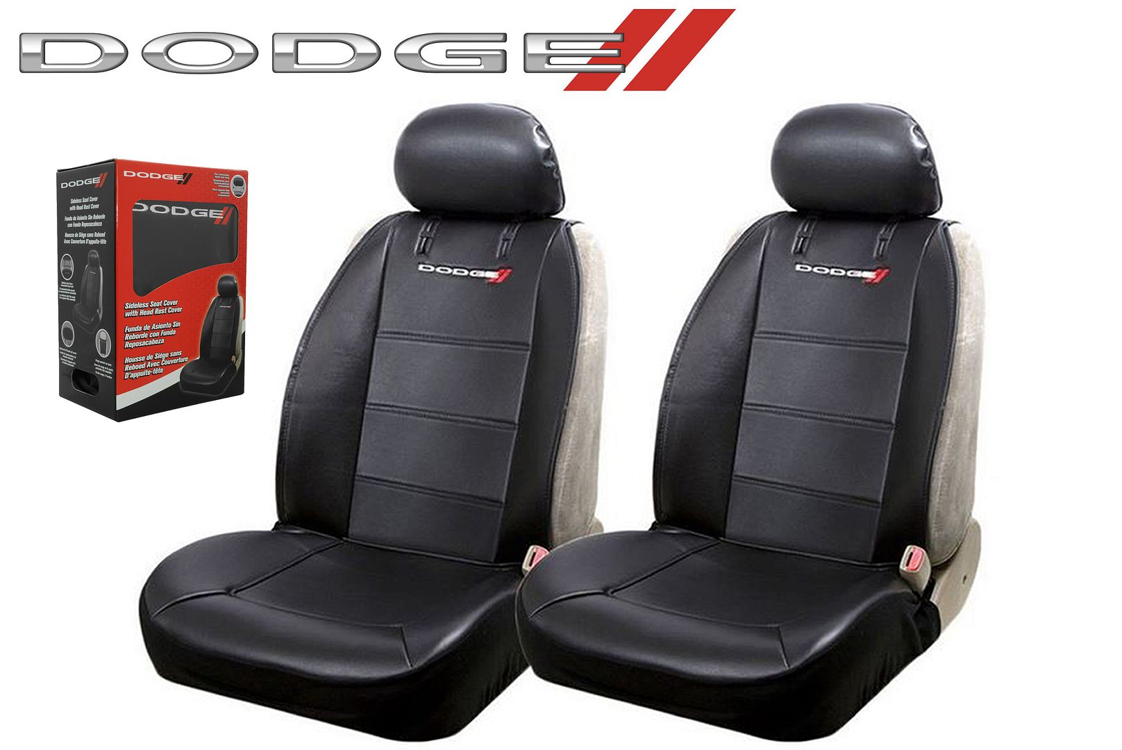 Dodge Elite Seat Covers Black Synthetic Leather Side Air bag Ready Fast